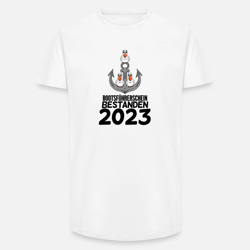 Bootsführerschein 2023 Motorboot Geschenk - Long Fit Männer T-Shirt - Weiß