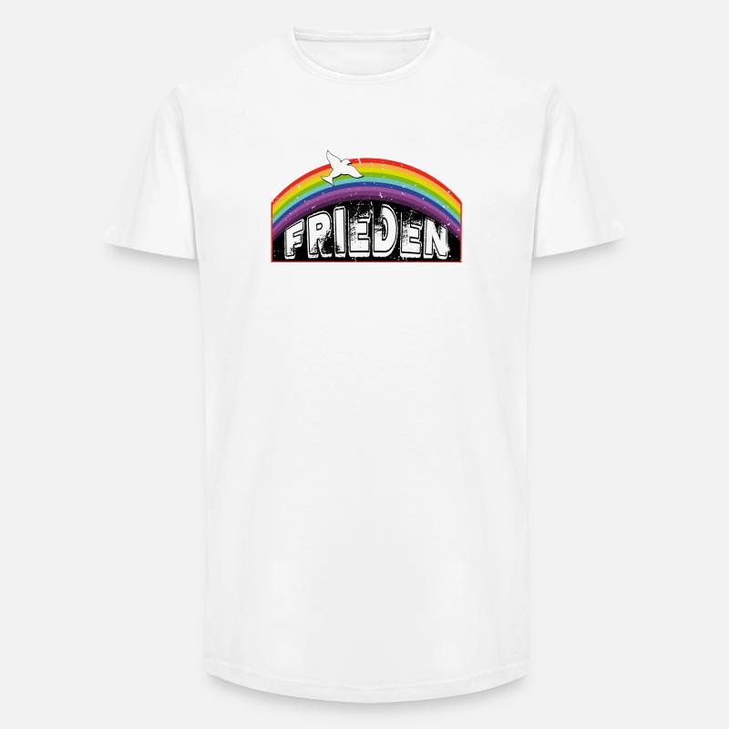 RAINBOW Regenbogen FRIEDEN - Long Fit Männer T-Shirt - Weiß