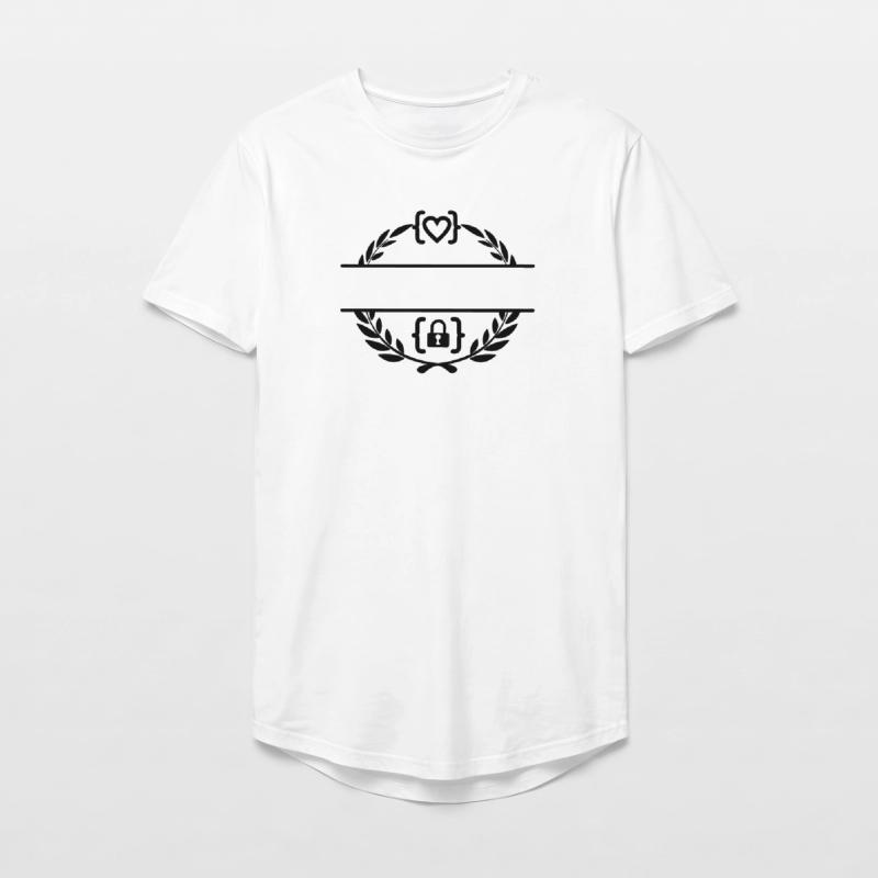 Code with heart and code with lock in laurel wreath m Long Fit Men's T-Shirt
