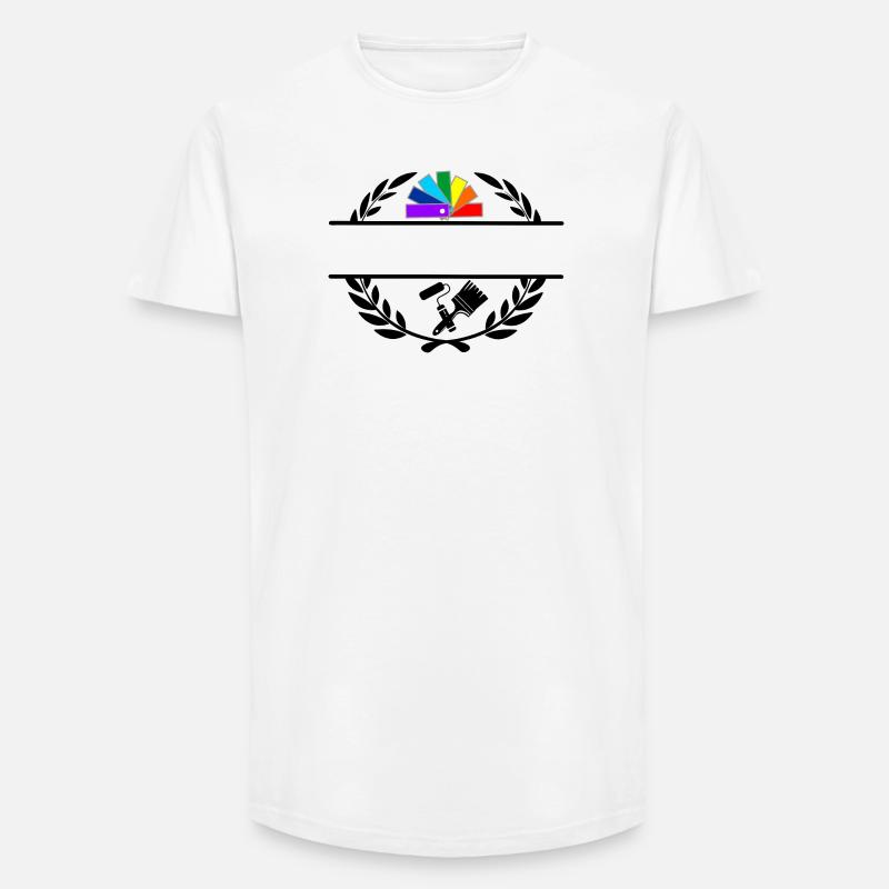 Farbfächerdeck in Lorbeerkranz mit Pinselroller - Long Fit Männer T-Shirt - Weiß