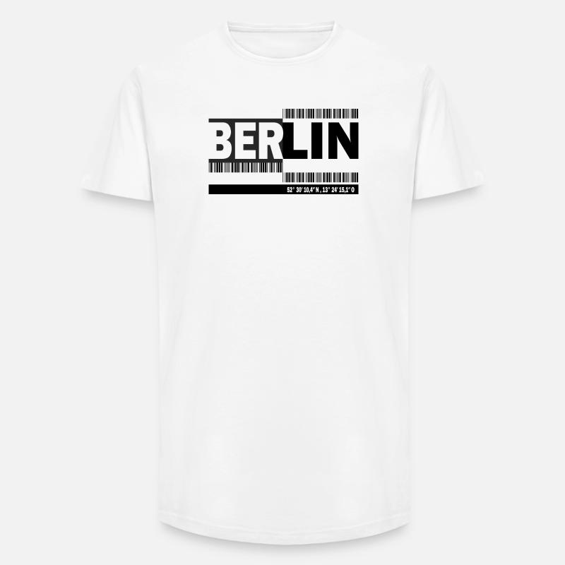 BERLIN - Barcode - Long Fit Männer T-Shirt - Weiß