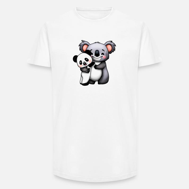 simpatico orso koala e orso panda squeeze e - T-shirt uomo a vestibilità lunga - bianco