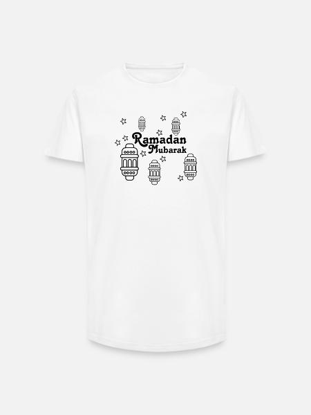 Ramadan Mubarak lights, asterisks - Long Fit Men's T-Shirt - white