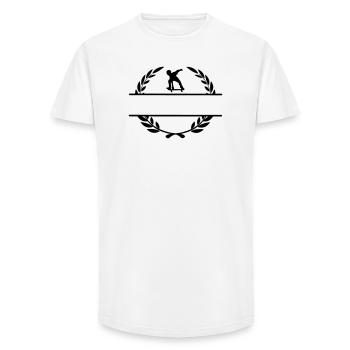 Skateborder Monogramm im Lorbeerkranz - Long Fit Männer T-Shirt - Weiß - Vorne - AI Model Male 185 light (185cm)