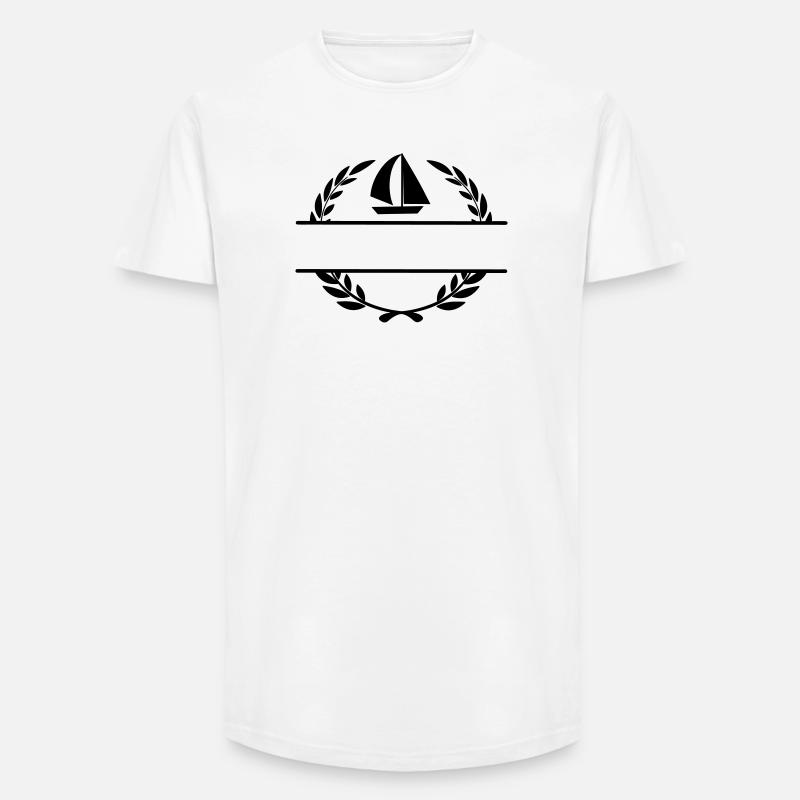 Segelboot im Lorbeerkranzmonogramm - Long Fit Männer T-Shirt - Weiß