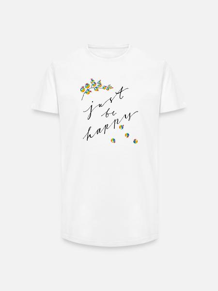 Soyez simplement heureux - T-shirt coupe longue homme - blanc