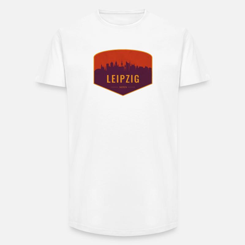 Leipzig Skyline Shield - Long Fit Männer T-Shirt - Weiß