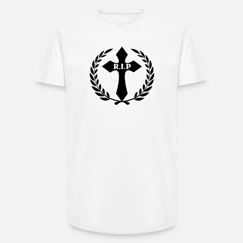 Kreuz im Lorbeerkranz RIP - Long Fit Männer T-Shirt - Weiß