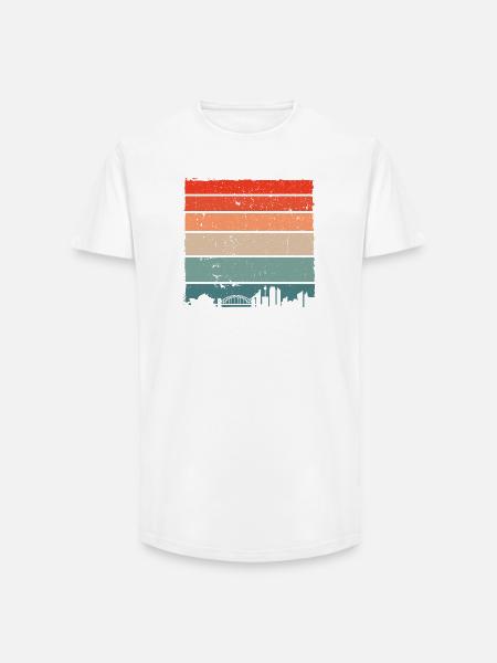 Sunset Gradient City Skyline - Long Fit Men's T-Shirt - white