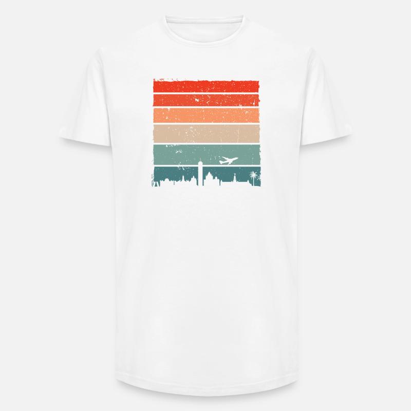 Sonnenuntergang Skyline Vogel Silhouette - Long Fit Männer T-Shirt - Weiß
