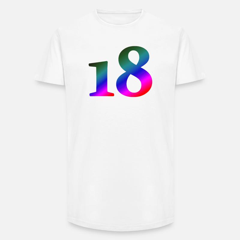 18, bunter farbverlauf, schenken - Long Fit Männer T-Shirt - Weiß