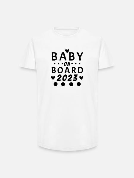 Bébé 2023 - Naissance Enceinte 2023 Grossesse - T-shirt coupe longue homme - blanc