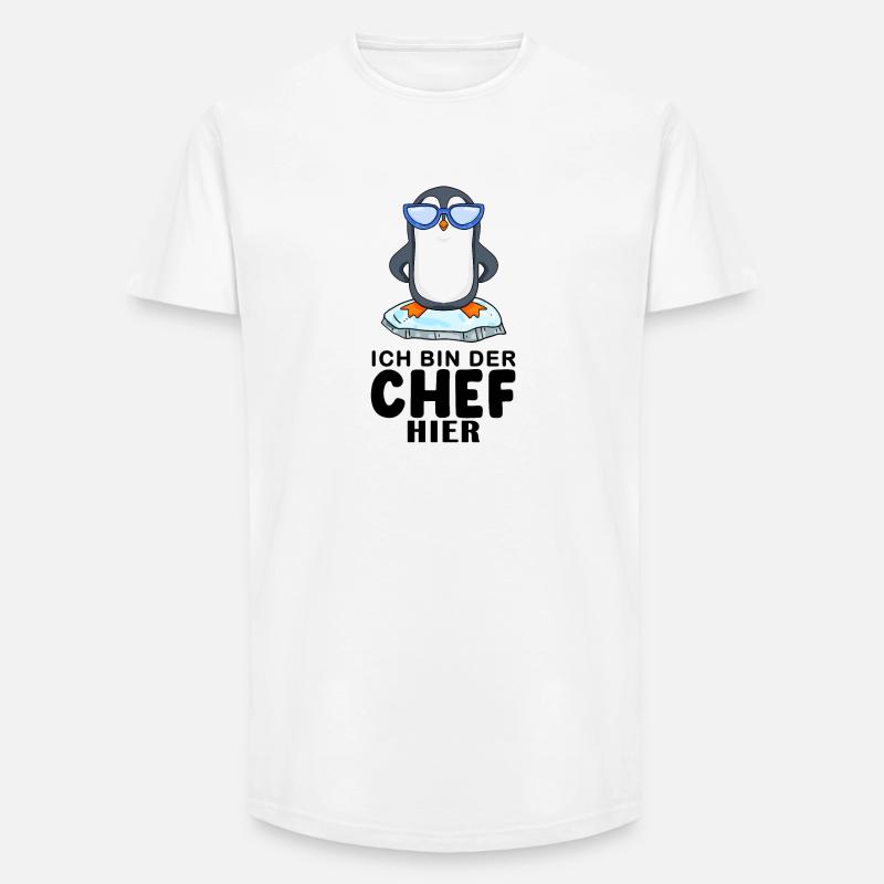 cooler Pinguin Chef Spruch - Long Fit Männer T-Shirt - Weiß