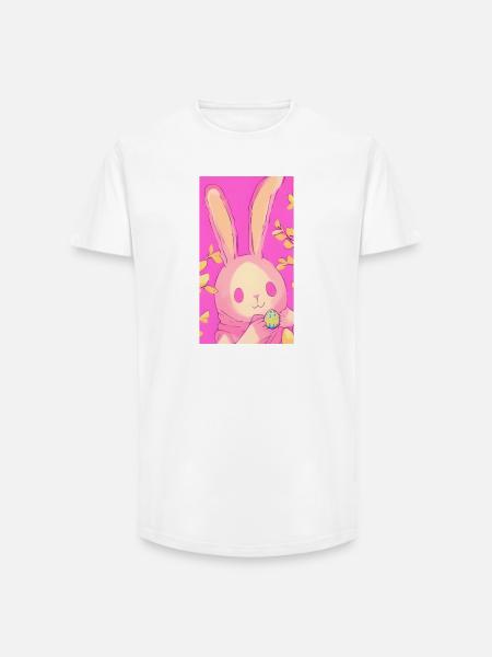 Pastel Easter Bunny Pink Easter Egg - Long Fit Men's T-Shirt - white