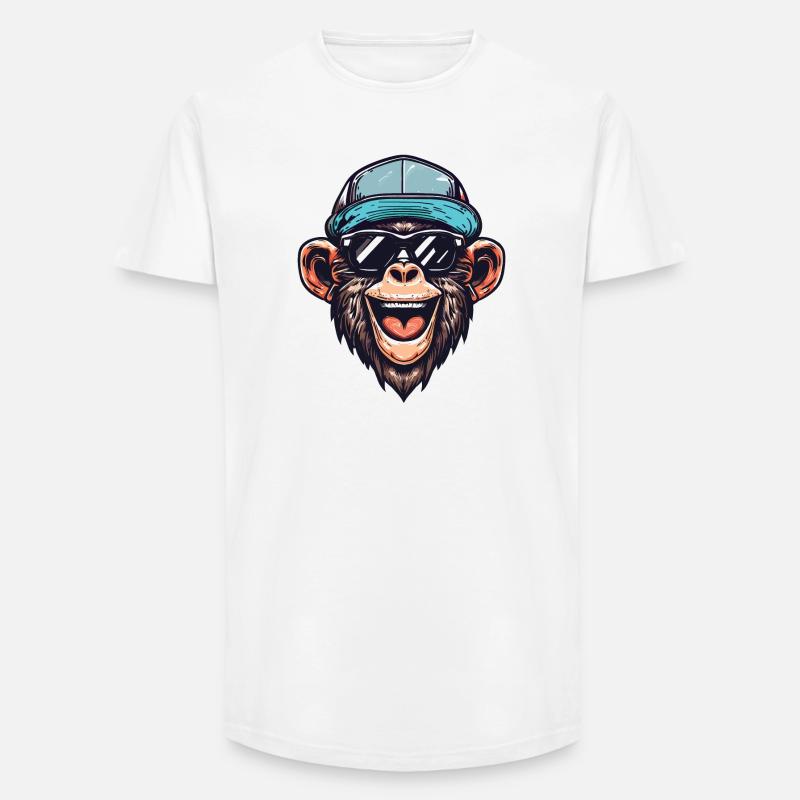 Lustiger Affe - Long Fit Männer T-Shirt - Weiß
