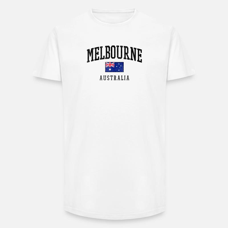  Melbourne Australien Flagge Design - Long Fit Männer T-Shirt - Weiß