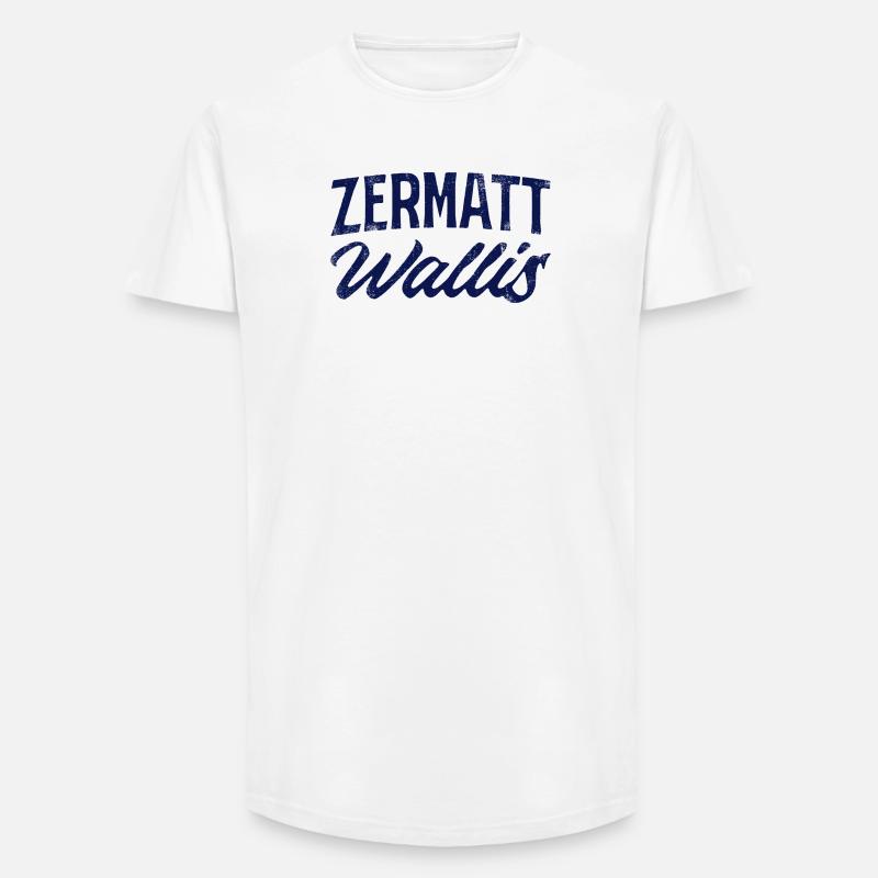 Zermatt Wallis Alpine Script - Long Fit Männer T-Shirt - Weiß