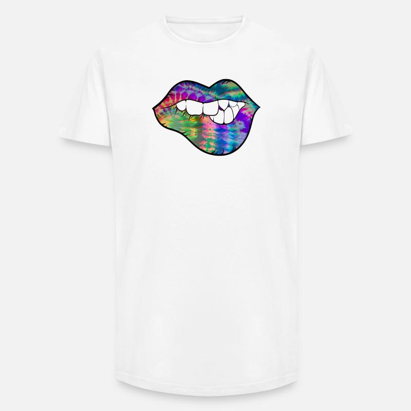 groovy Tie Dye Beißlippe - Long Fit Männer T-Shirt - Weiß