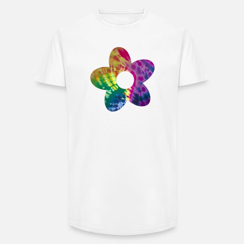 Batik Blume - Long Fit Männer T-Shirt - Weiß