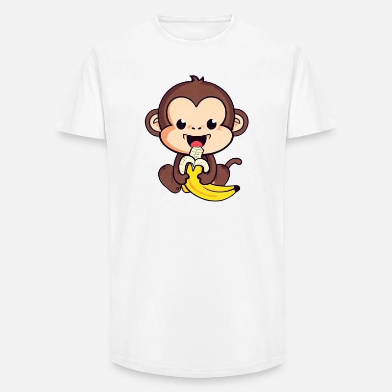 cute monkey eats a banana - Long Fit Men's T-Shirt - white