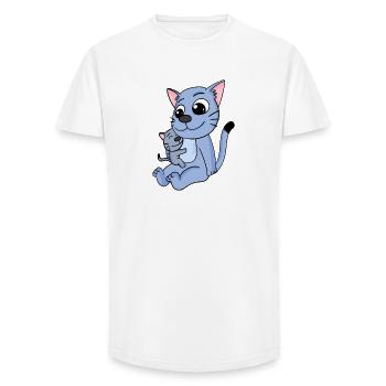 Cat Family - Cat with Baby - Long Fit Men's T-Shirt - white - Front - AI Model Male 185 light (185cm)