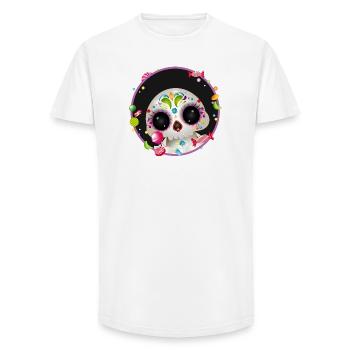 Cute Sugar Skull in candy frame - Long Fit Men's T-Shirt - white - Front - AI Model Male 185 light (185cm)