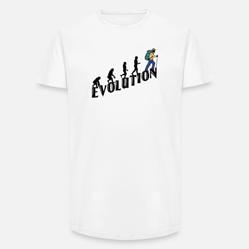 Wandern Evolution Wanderer Wanderung Klettern - Long Fit Männer T-Shirt - Weiß