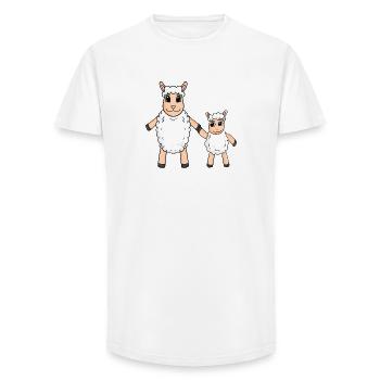 Sheep Family - Sheep with Baby - Sheep Motif - Long Fit Men's T-Shirt - white - Front - AI Model Male 185 light (185cm)