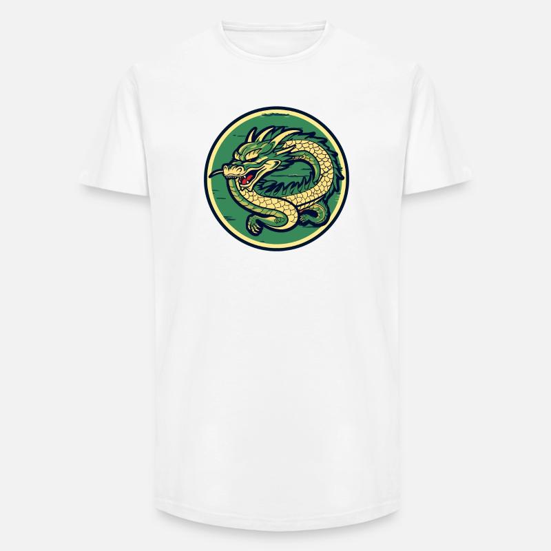 Dragon Crest Circle Patch - Long Fit Männer T-Shirt - Weiß