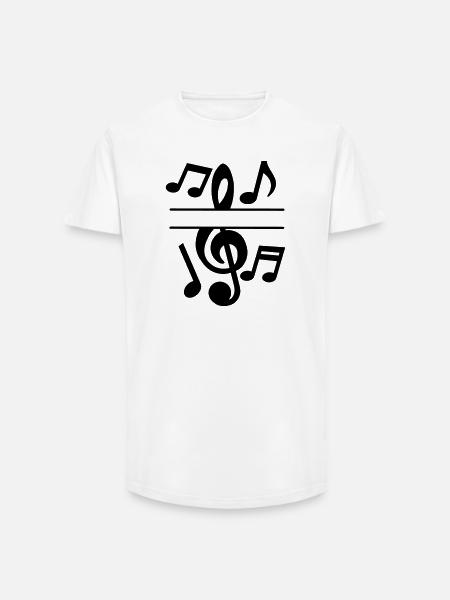 Music notes and key text banner - Long Fit Men's T-Shirt - white