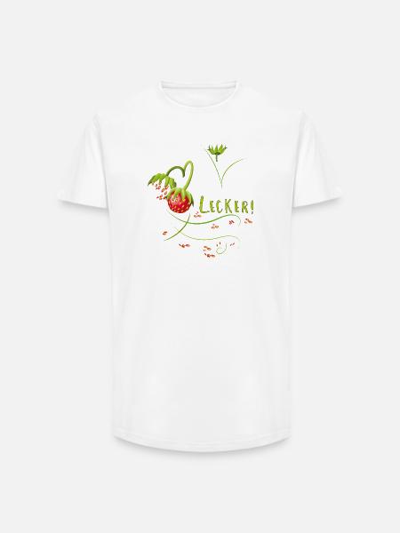 Erdbeerzeit, lecker, Erdbeere - Long Fit Männer T-Shirt - Weiß