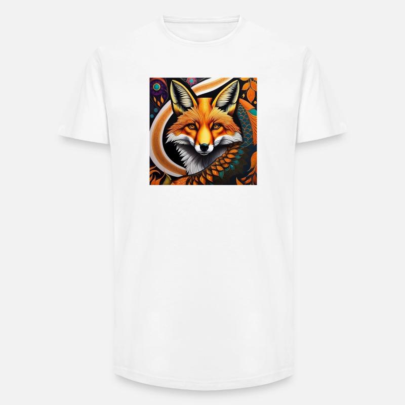 Fuchs - Long Fit Männer T-Shirt - Weiß
