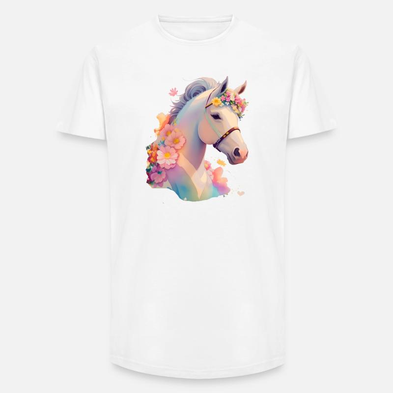 Blütenpferdchen - Long Fit Männer T-Shirt - Weiß