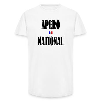 Apéro National Nationalité Française - T-shirt coupe longue homme - blanc - Devant - AI Model Male 185 light (185cm)