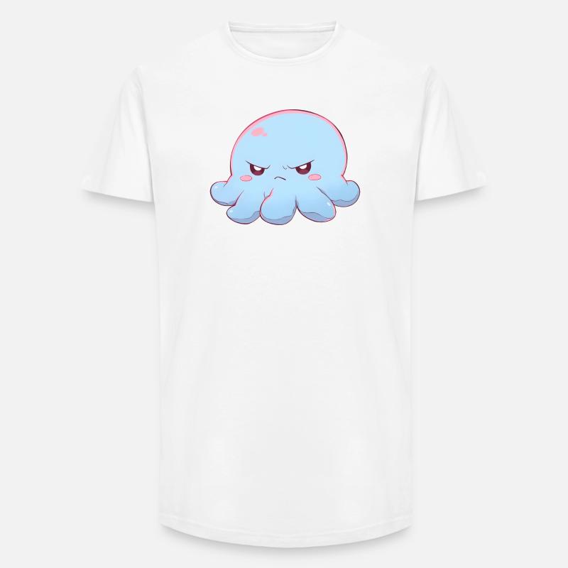 Blue grumpy octopus - Long Fit Men's T-Shirt - white