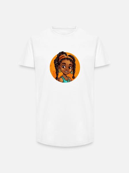 Elegant Afro-Heroine Illustration - Long Fit Men's T-Shirt - white