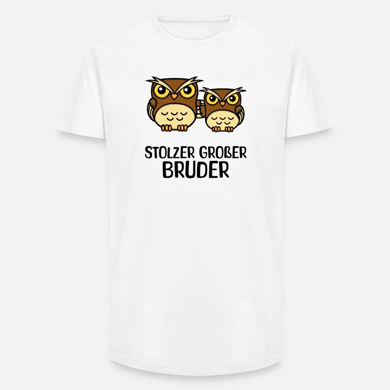 Großer Bruder Statement Eule Geschwisterliebe - Long Fit Männer T-Shirt - Weiß