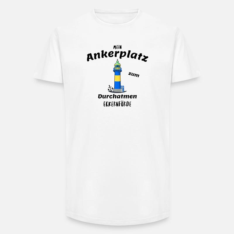 Alter Leuchtturm Eckernförde, Ankerplatz - Long Fit Männer T-Shirt - Weiß