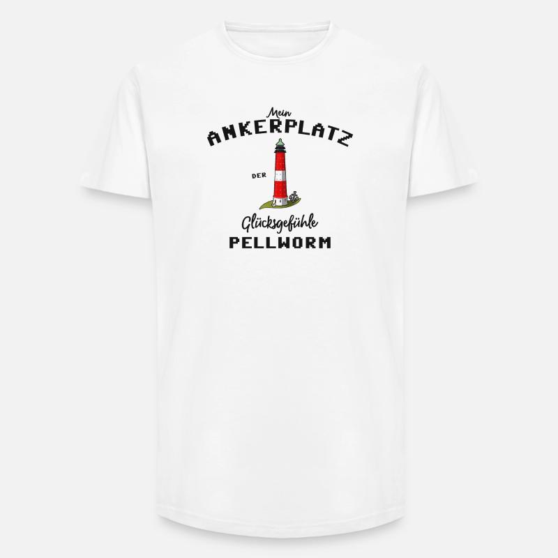Pellworm, Ankerplatz Glücksgefühle, Leuchtturm - Long Fit Männer T-Shirt - Weiß