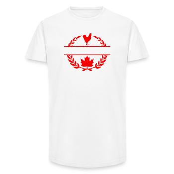 Couronne de laurier de poulet feuille d’érable du Canada - T-shirt coupe longue homme - blanc - Devant - AI Model Male 185 light (185cm)