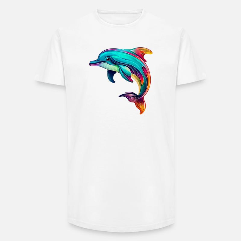 Delfin - Long Fit Männer T-Shirt - Weiß