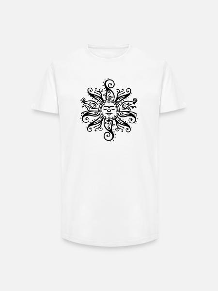Sun Tribal Mehndi Mandala - Long Fit Men's T-Shirt - white