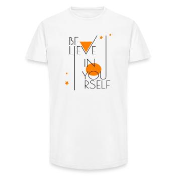 believe in yourself - Long Fit Men's T-Shirt - white - Front - AI Model Male 185 light (185cm)