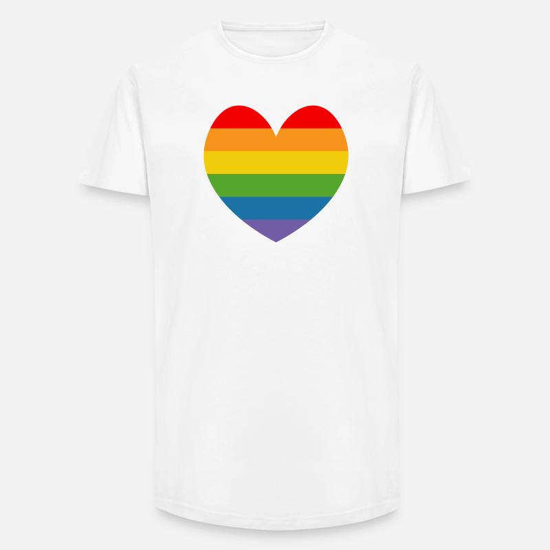 LGBT CSD TShirt Regenbogen HERZ - Long Fit Männer T-Shirt - Weiß