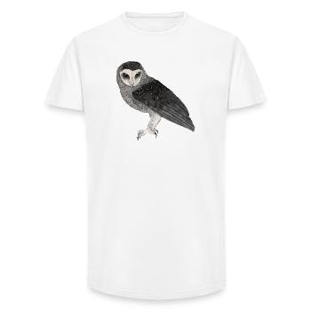 Illustration: Fleckenrußeule - Long Fit Männer T-Shirt - Weiß - Vorne - AI Model Male 185 light (185cm)