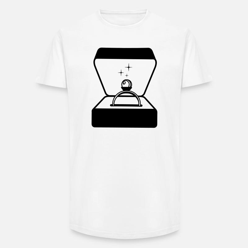 Ring mit Perle in Box - Long Fit Männer T-Shirt - Weiß