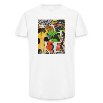 Vibrante Tiercollage aus Naturmustern - Long Fit Männer T-Shirt - Weiß - Vorne - AI Model Male 185 light (185cm)