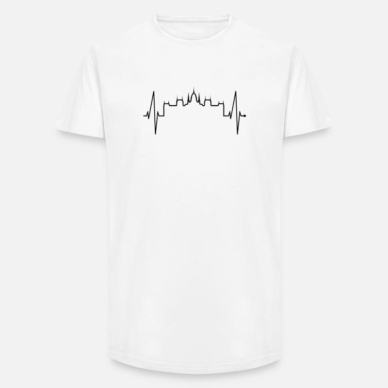 Budapest Skyline Herzschlag Ungarn Herz Budapester - Long Fit Männer T-Shirt - Weiß