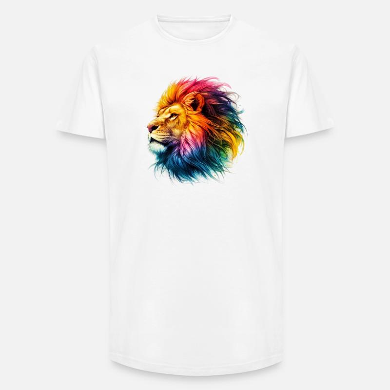 Löwe - Long Fit Männer T-Shirt - Weiß