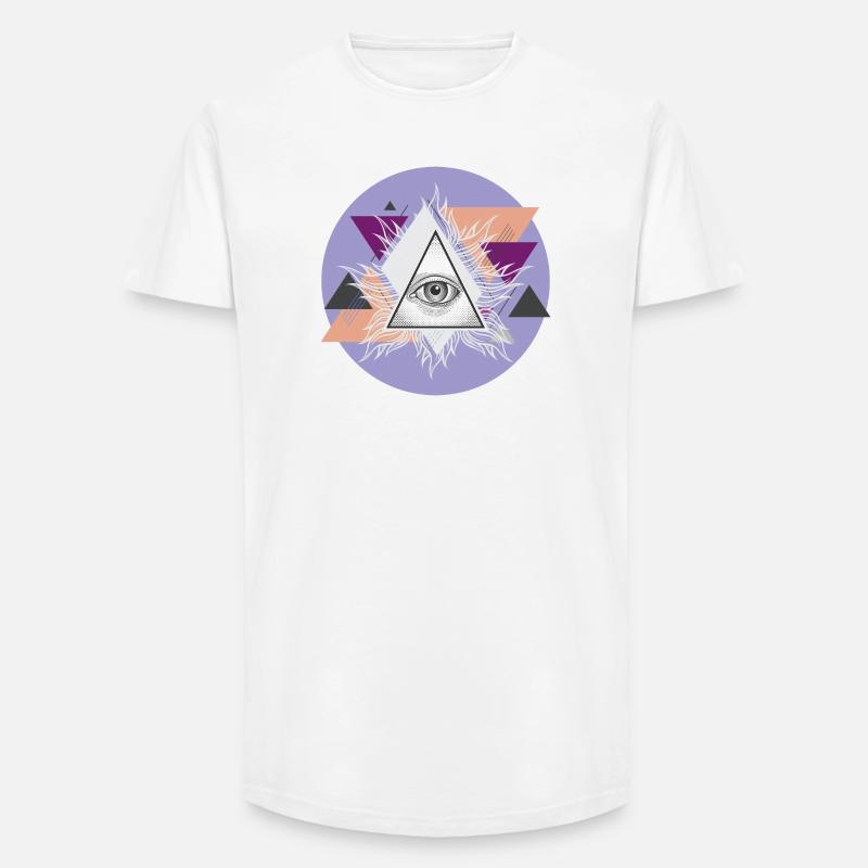 Geometric Triangular Eye with Auras - Long Fit Men's T-Shirt - white
